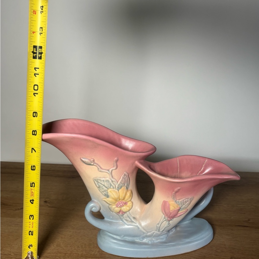 Vintage Hull Double Cornucopia Vase | Pink Blue Mid-Century Pottery